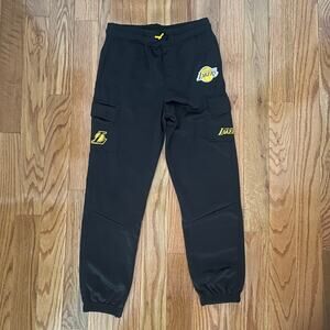 LA Lakers Cargo Sweatpants Youth Boys 18-20 Black NBA Joggers Sporty